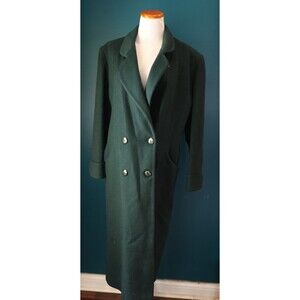 Adolfo Classics Long Wool Pea Trench Emarald Green Dark Academia Coat 10